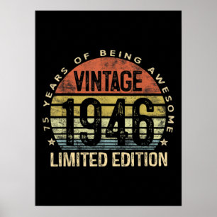 75 jaar oude geschenken  1946 Birthday Poster