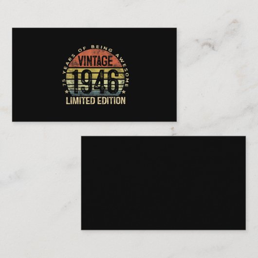 75 jaar oude geschenken  1946 Birthday Visitekaartje (Voorkant / Achterkant)