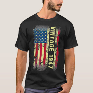 75 jaar oude geschenken  1947 Amerikaanse vlag 75t T-shirt