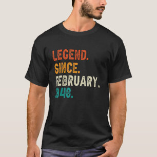 75 jaar oude leggende sinds februari 1948 75e gebo t-shirt