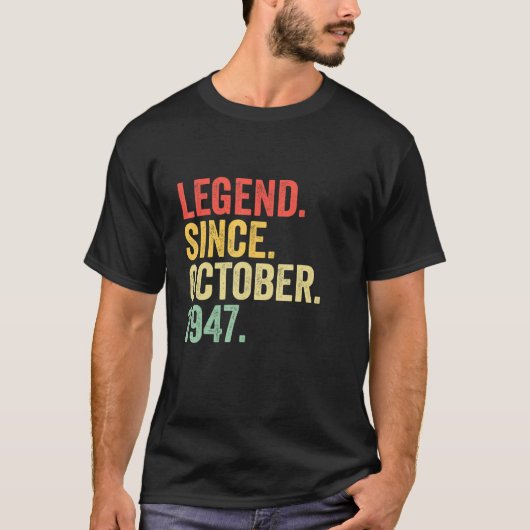 75 jaar oude leggende sinds oktober 1947 75e geboo t-shirt (Voorkant)