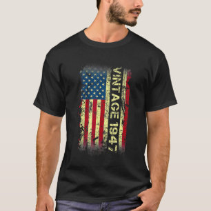 75 jaar oude Vintage 1947 Amerikaanse vlag 75e geb T-shirt