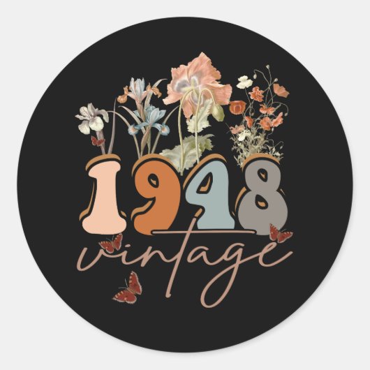 75 jaar oude Vintage 1948 75e T-shirt op de geboor Ronde Sticker (Voorkant)