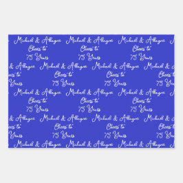 75 jaar Royal Blue 75th Jubileum Inpakpapier Vel