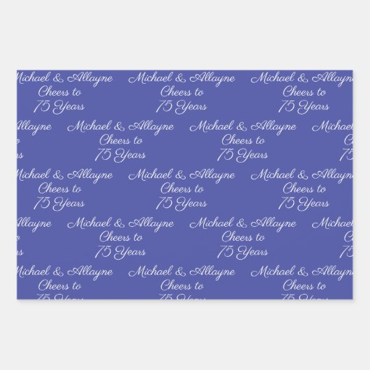 75 jaar roze lavendel 75ste Jubileum Inpakpapier Vel (Voorkant 3)