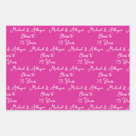 75 jaar roze lavendel 75ste Jubileum Inpakpapier Vel