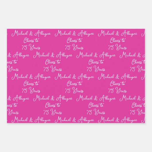 75 jaar roze lavendel 75ste Jubileum Inpakpapier Vel (Voorkant)