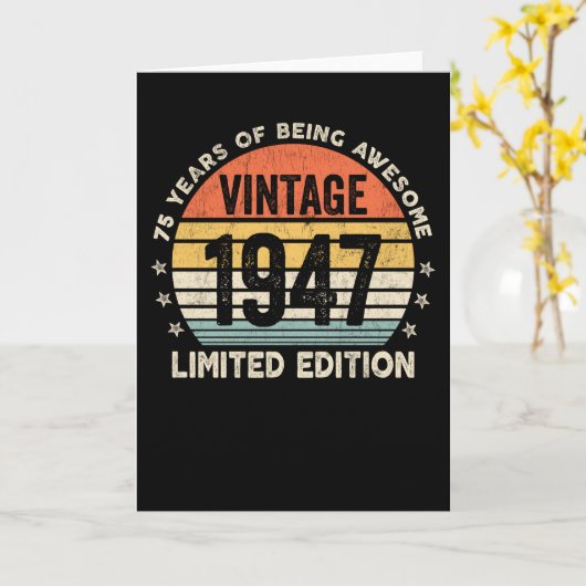 75 Jaar Uitblinken Retro 1947 Kaart (Gele Bloem)