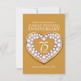 75-jarig huwelijksjubileum hart antwoordkaart RSVP kaartje