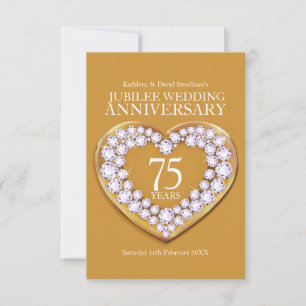 75-jarig huwelijksjubileum hart antwoordkaart RSVP kaartje