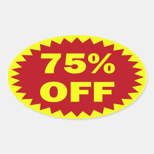 75% korting op detailhandelaars ovale sticker (Voorkant)