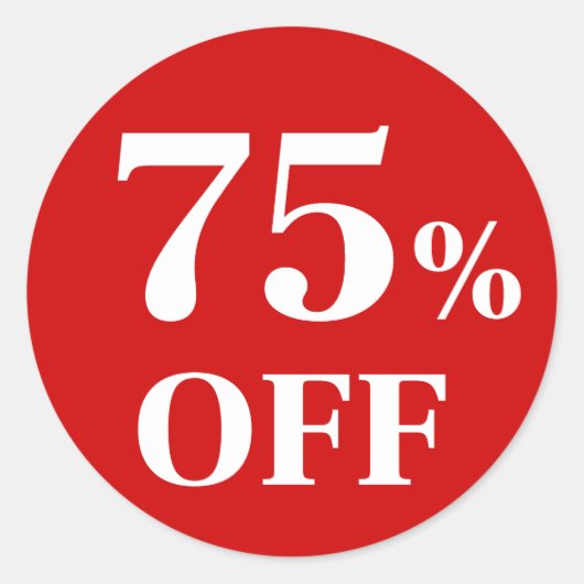 75% KORTING Rode Achtergrond Klassieke Ronde Stick Sticker (Voorkant)