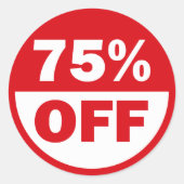 75% KORTING RONDE STICKER (Voorkant)