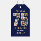 75 Lijken Goed Foto Collage 75ste Verjaardag Cadeaulabel (Achterkant)