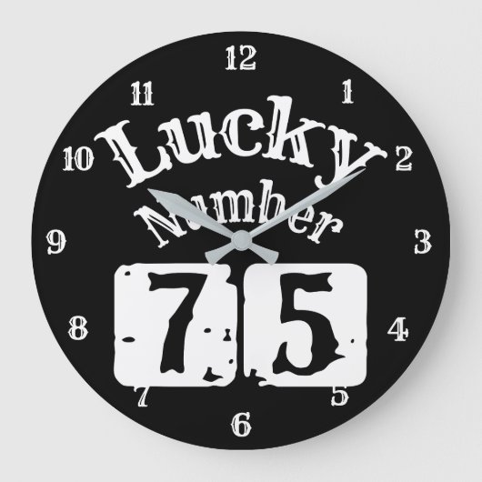 75 - Lucky Number 75 Luck Grote Klok (Voorkant)