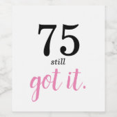 75 nog steeds 's avonds wijn etiket (Enkel label)