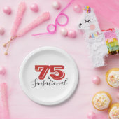 75 & SENSATIONEEL 75e Verjaardagspartij Papier Bor Papieren Bordje (Feest)