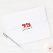 75 & SENSATIONEEL Zwart & Rood 75e Verjaardag Mode Ronde Sticker (Envelop)