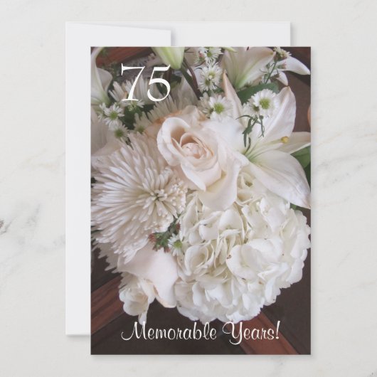 75 Tribunaal op zondag/Elegant White Floral Kaart (Voorkant)