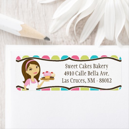 .75 "x2.25" Bakkerij Brunette Retouradreslabel Etiket (Insitu)