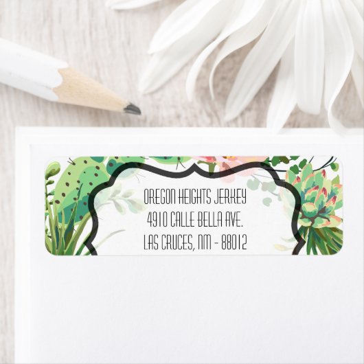 .75"x2.25"Bedrijfs adres Etiket Bohemen Cactus (Insitu)