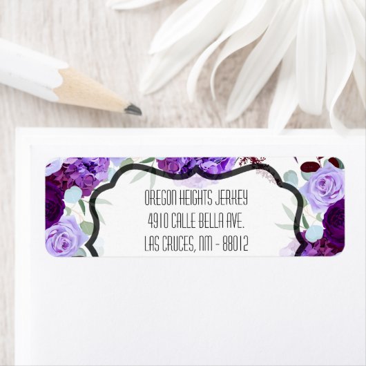 .75" x2.25" Business Address Label Lavender Hibisc (Insitu)