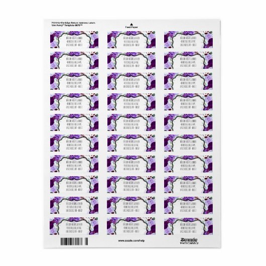 .75" x2.25" Business Address Label Lavender Hibisc (Full Sheet)