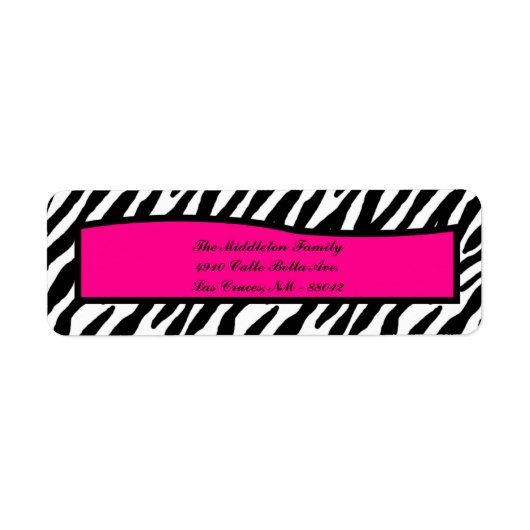 .75 "x2.25" Hot Pink Zebra Retouradreslabel Etiket (Voorkant)