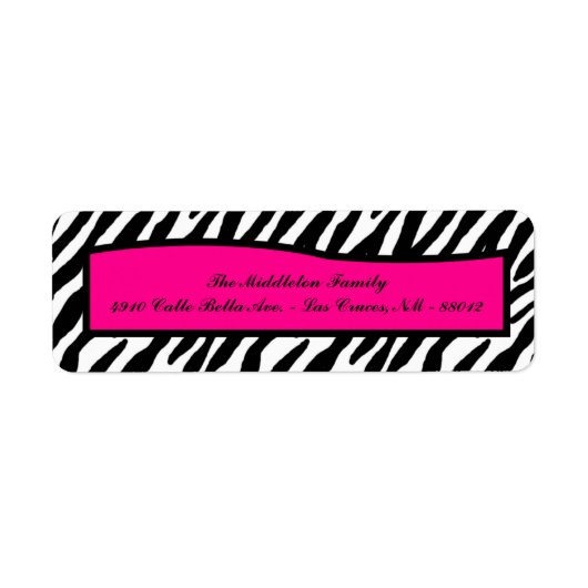 .75 "x2.25" Hot Pink Zebra Retouradreslabel Etiket (Voorkant)