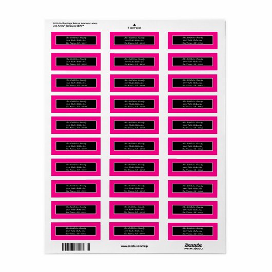 .75 "x2.25" Hot Pink Zebra Retouradreslabel Etiket (Full Sheet)