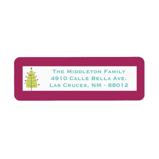 .75 "x2.25" Modern Christma Tree Retourlabel Etiket (Voorkant)
