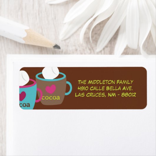 .75 "x2.25" Modern Cocoa Cup Retour Adres Label (Insitu)