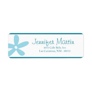 .75 "x2.25" Retouradres Blauwe madeliefjes Etiket