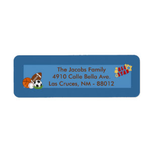 .75 "x2.25" Retouradres Label All-Star Blue