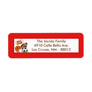 .75 "x2.25" Retouradres Label All-Star Red