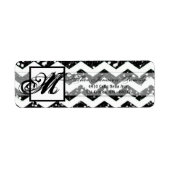 .75 "x2.25" Retouradres Label Blac Glitter Chevr (Voorkant)