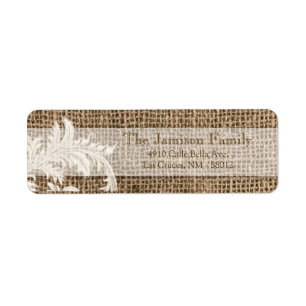 .75 "x2.25" Retouradres Label Burlap Lace Countr