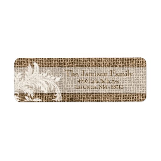 .75 "x2.25" Retouradres Label Burlap Lace Countr (Voorkant)