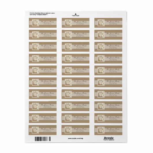 .75 "x2.25" Retouradres Label  kant bruin (Full Sheet)