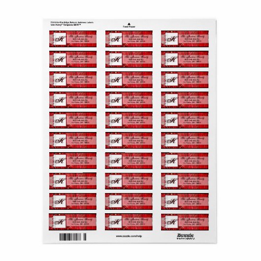 .75 "x2.25" Retouradres Label Kant Rood Hout (Full Sheet)