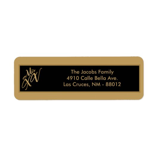 .75 "x2.25" Retouradres Label Mis XV Gold (Voorkant)