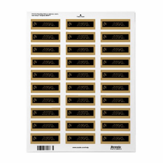 .75 "x2.25" Retouradres Label Mis XV Gold (Full Sheet)