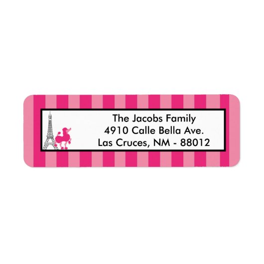.75 "x2.25" Retouradres Label Pink Poodle Paris (Voorkant)