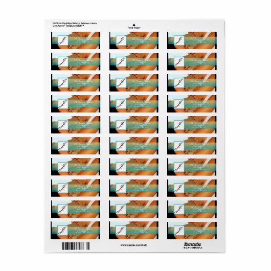.75 "x2.25" Retouradres Label Sunset Fade Blauwgro (Full Sheet)