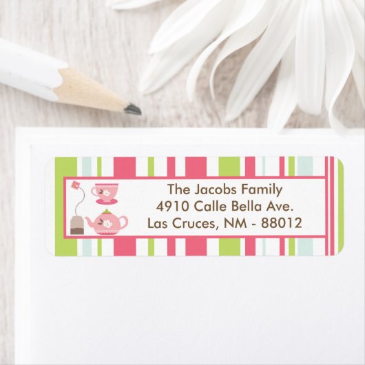 .75 "x2.25" Retouradres Label Tea Party Roze (Insitu)