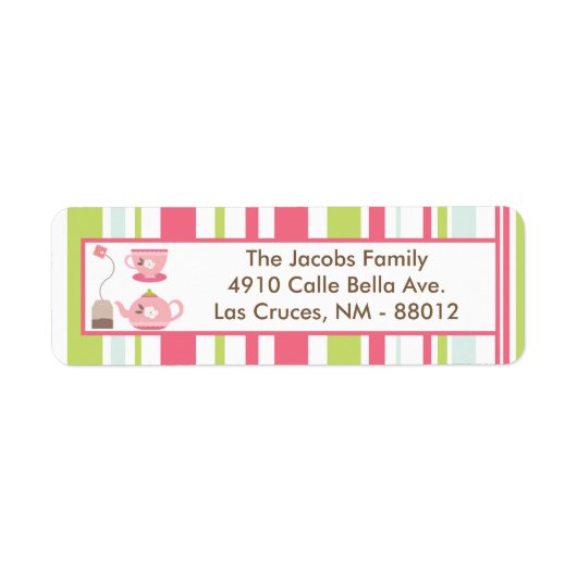 .75 "x2.25" Retouradres Label Tea Party Roze (Voorkant)
