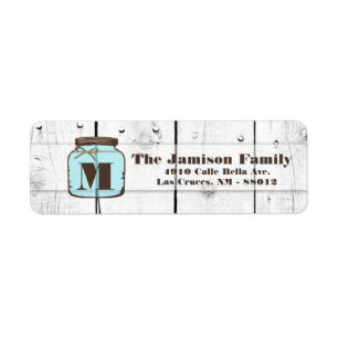 .75 "x2.25" retouradres Mason Jar Wood Land Etiket