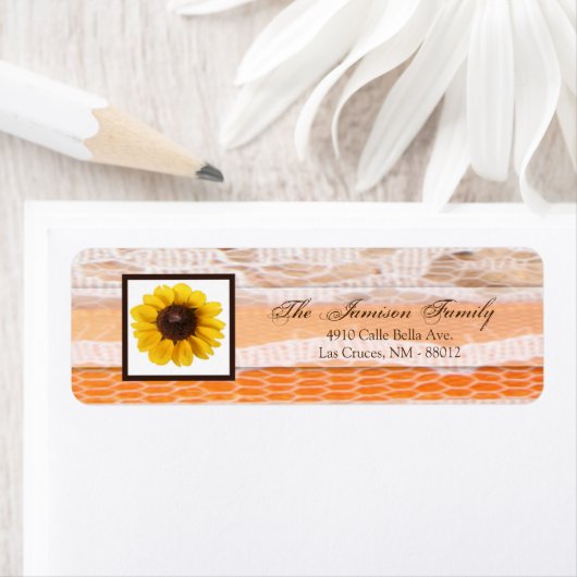 .75 "x2.25" Retouradres Rustieke Zonnebloem Land Etiket (Insitu)