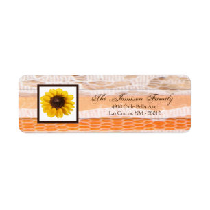 .75 "x2.25" Retouradres Rustieke Zonnebloem Land Etiket