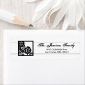 .75 "x2.25" Retouradreslabel Black Lace Damask Etiket (Insitu)